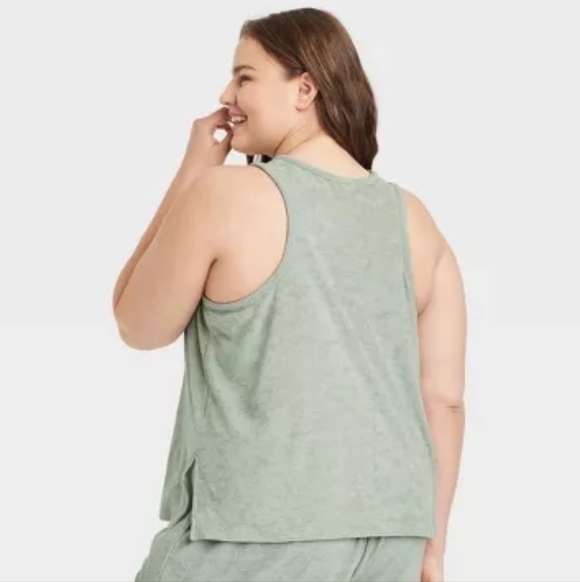 NWT A NEW DAY Terry Tank Top, Light Green, Size 2X - Picture 2 of 10